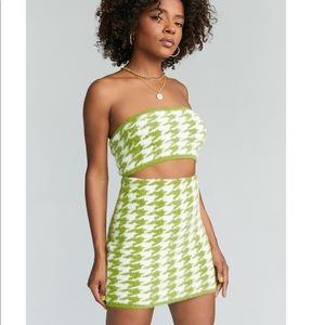Princess Polly Lime Green Houndstooth Skirt Set